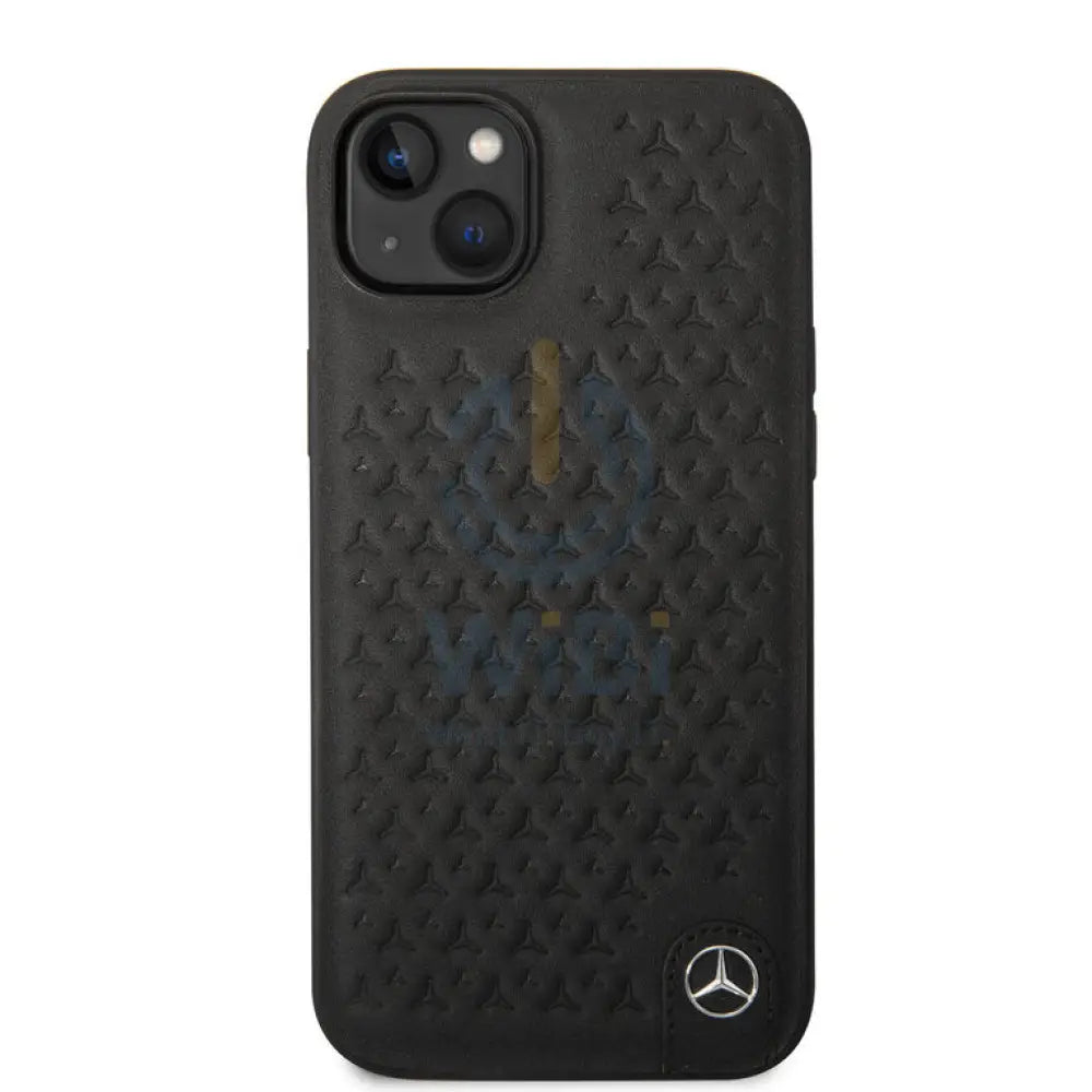 Mercedes-Benz iPhone 14 Plus Genuine Leather Case With Star Pattern - Black Accessories > Mobiles & Tablets > Mobiles