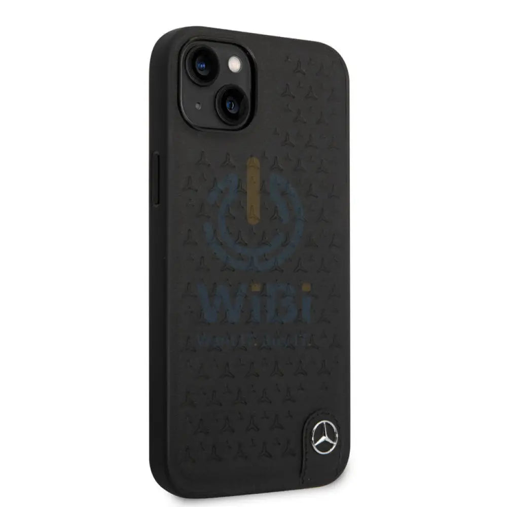 Mercedes-Benz iPhone 14 Plus Genuine Leather Case With Star Pattern - Black Accessories > Mobiles & Tablets > Mobiles