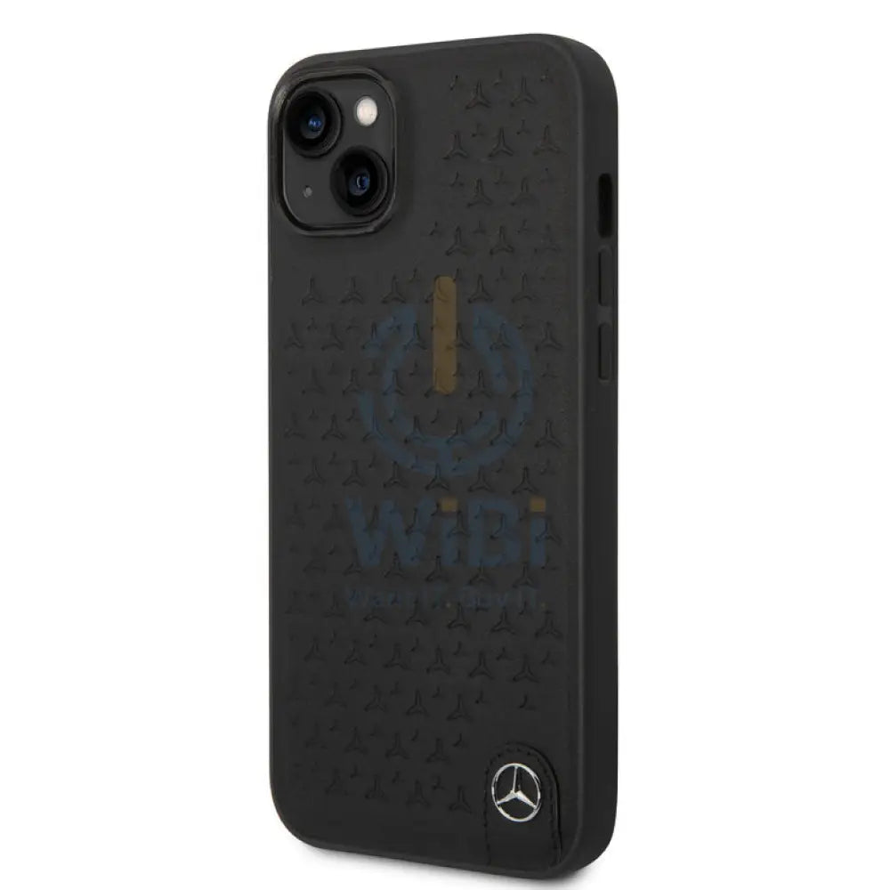 Mercedes-Benz iPhone 14 Plus Genuine Leather Case With Star Pattern - Black Accessories > Mobiles & Tablets > Mobiles