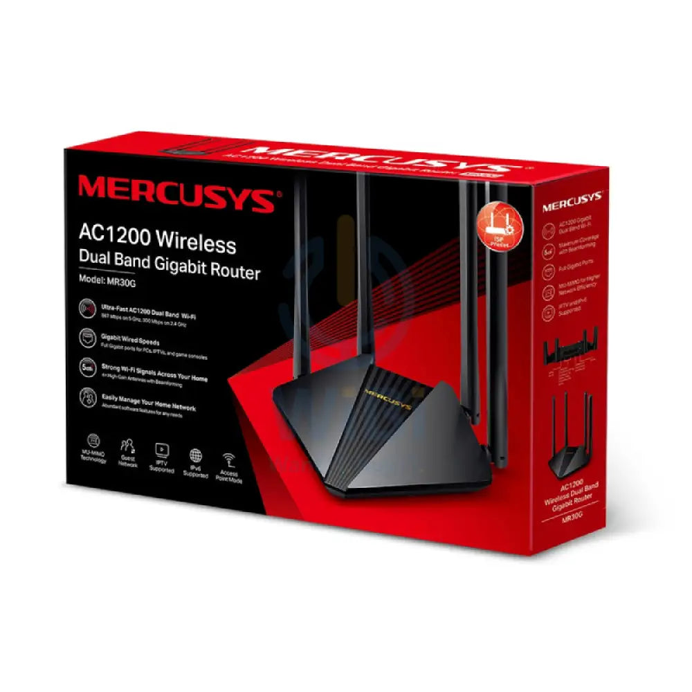ميركوسيس MR30G (AC1200) لاسلكي مزدوج جيجابت راوتر - 5 جيجا هرتز (867 ميغابت في الثانية) / جيجابت شبكة محلية WAN / جيجابت شبكة محلية اتصالشبكة محلية
