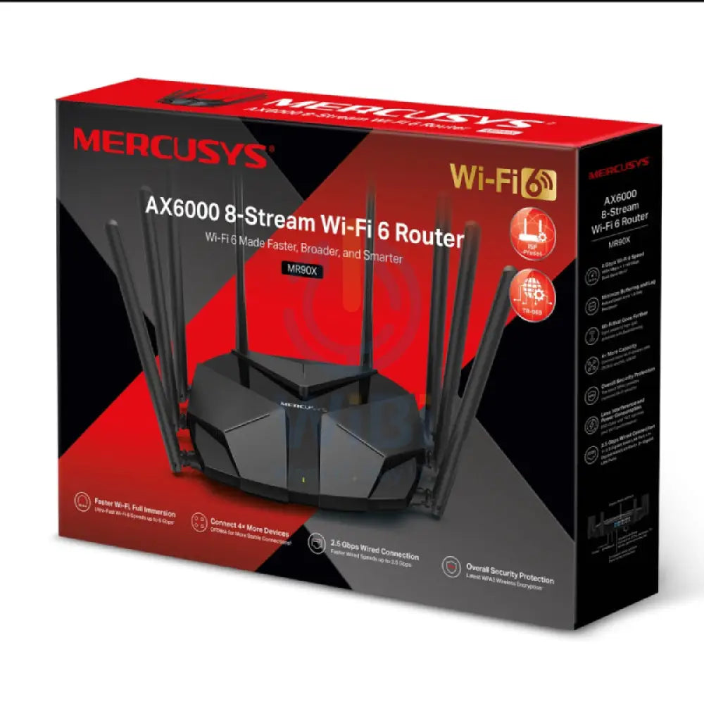 Mercusys MR90X (AX6000) 8-Stream Wi-Fi 6 Router - 5GHz(4804 Mbps) / Gigabit WAN / Gigabit LAN Networking Products >