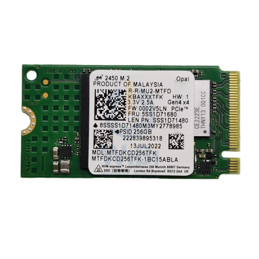 Micron M.2 PCIe NVMe SSD - 256GB / M.2 2242 / PCIe 4.0 / Open - SSD (Solid State Drive) Storage > Solid State Drive