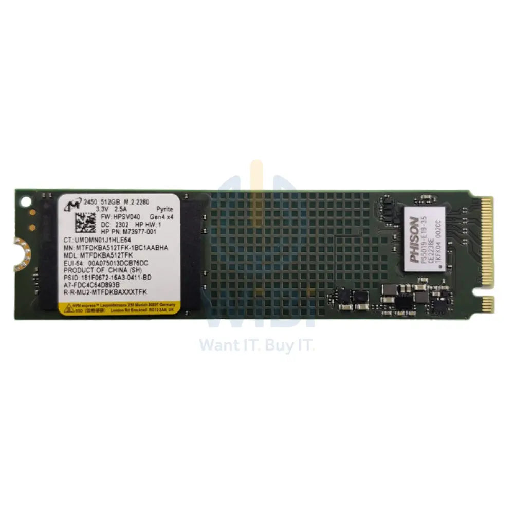 ميكرون م.2 PCIe NVMe NVMe إس إس دي - 512 جيجابايت / م.2 2280 / PCIe 4.0 / مفتوح - إس إس دي صلبة حالةصلبة محرك) تخزين > حالة صلبة محرك