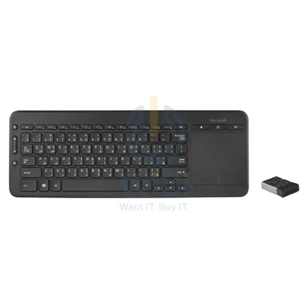 Microsoft Wireless AIO Media Keyboard - Wireless / Arabic/English / Black - Keyboard Accessories > Keyboard & Mouse