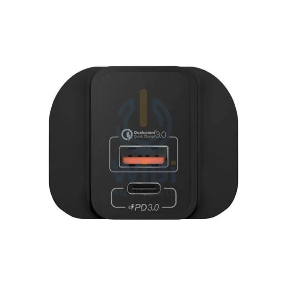 موماكس ون بلج 2 منافذ PD + QC 3.0 شاحن يو اس بي سريع - 20 واط / يو اس بي نوع-ج / أسود