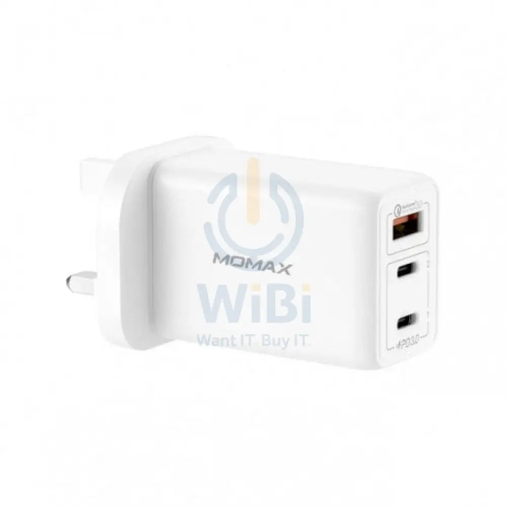 Momax One Plug 65W 3-Port GaN Charger – White Accessories > Power Adapters
