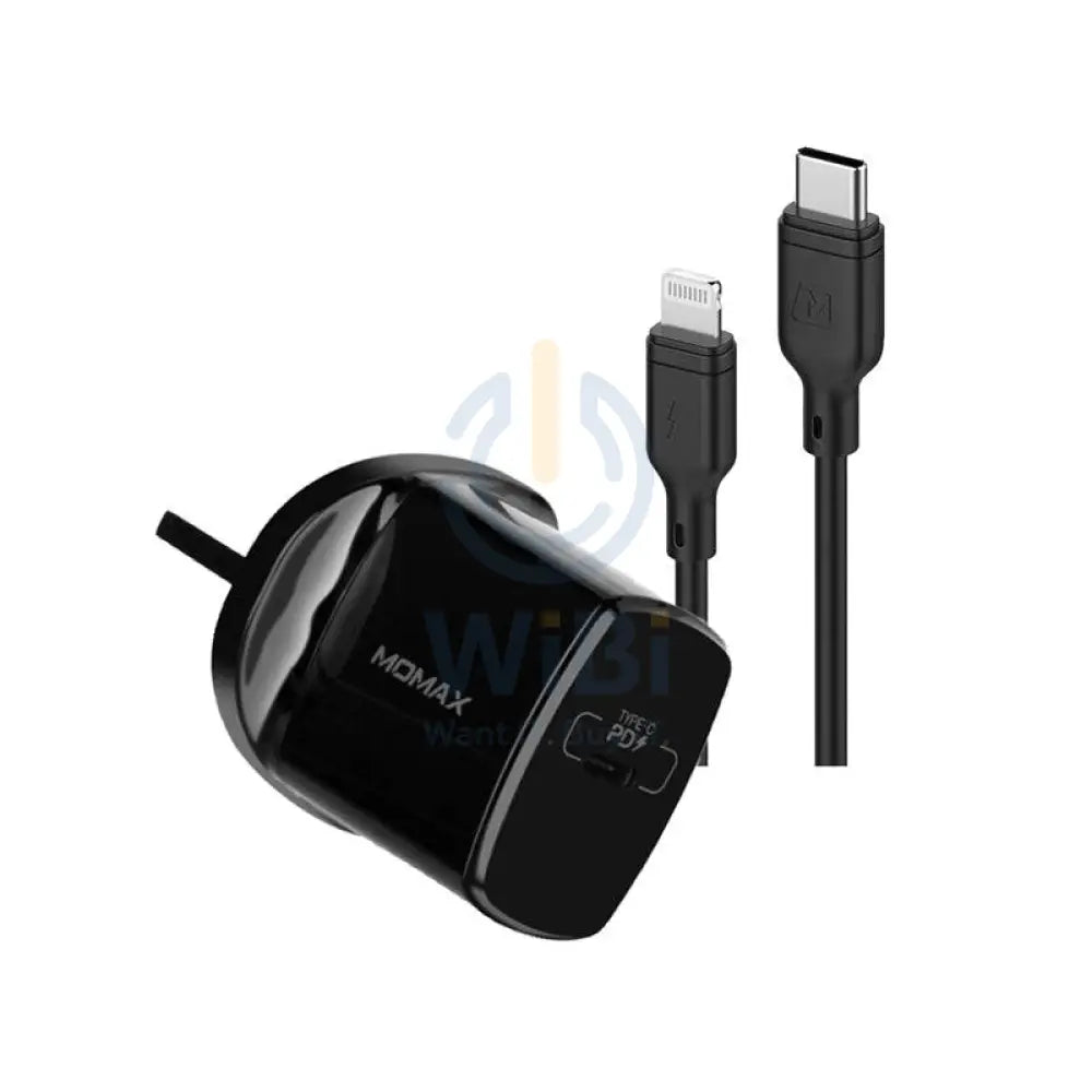 Momax USB-C PD Pack – Fast Charger + Lightning to USB-C Cable - 20W / 1.2m / Black Accessories > Power Adapters