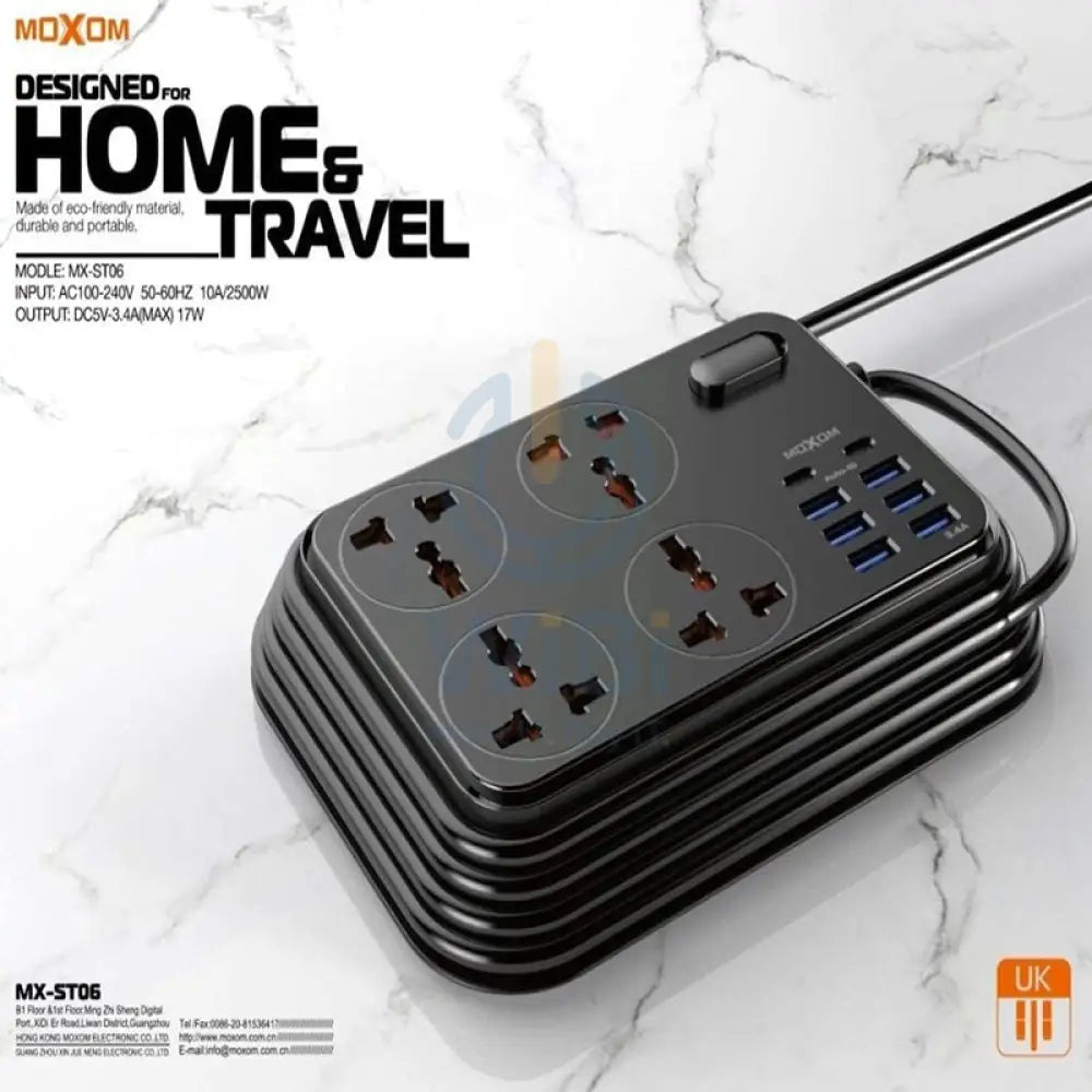 MOXOM 4 Anti-Static Power Socket - 4 Socket / USB-C / Black - Pack of 2 Accessories > Power > Power Protection > Surge