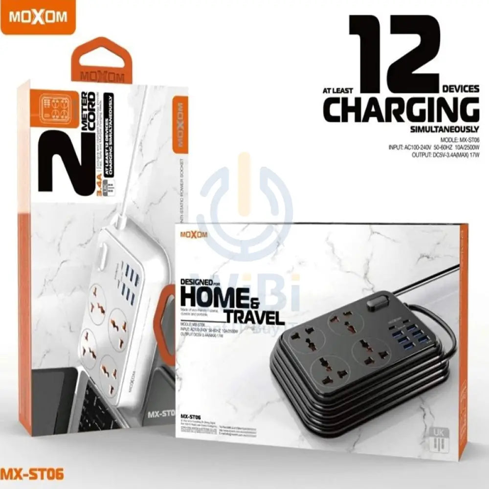 MOXOM 4 Anti-Static Power Socket - 4 Socket / USB-C / Black - Pack of 2 Accessories > Power > Power Protection > Surge