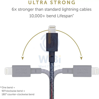 Native Union Belt Cable USB A to Lightning 1.2M - Indigo Accessories > Cables & Converters > Cables