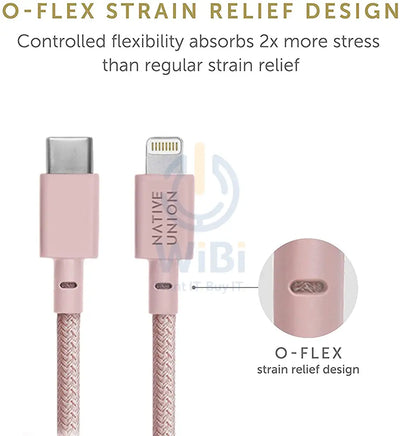 Native Union Belt Cable USB-C to Lightning 1.2M - Rose Accessories > Cables & Converters > Cables