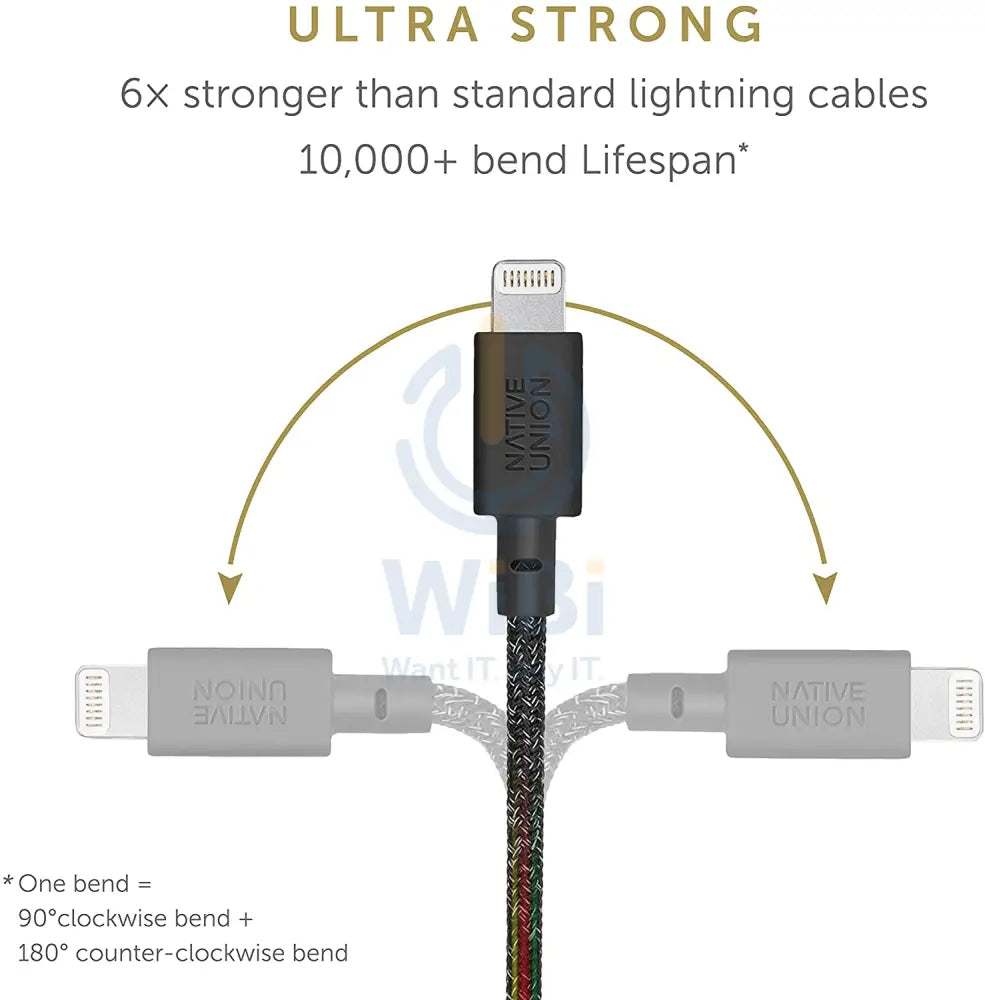Native Union Belt Cable XL - USB A to Lightning 3M - Cosmos Black Accessories > Cables & Converters > Cables