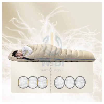 Naturehike CW700 Mummy Goose Down Sleeping Bag - Khaki Outdoor & Travel > Bags