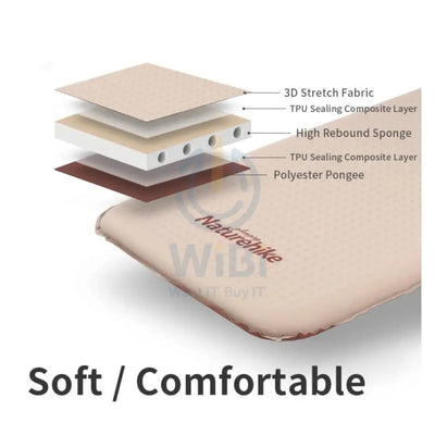 Naturehike Elastic Cloth Self Inflatable Sleeping Pad Double - Almond Yellow Outdoor & Travel
