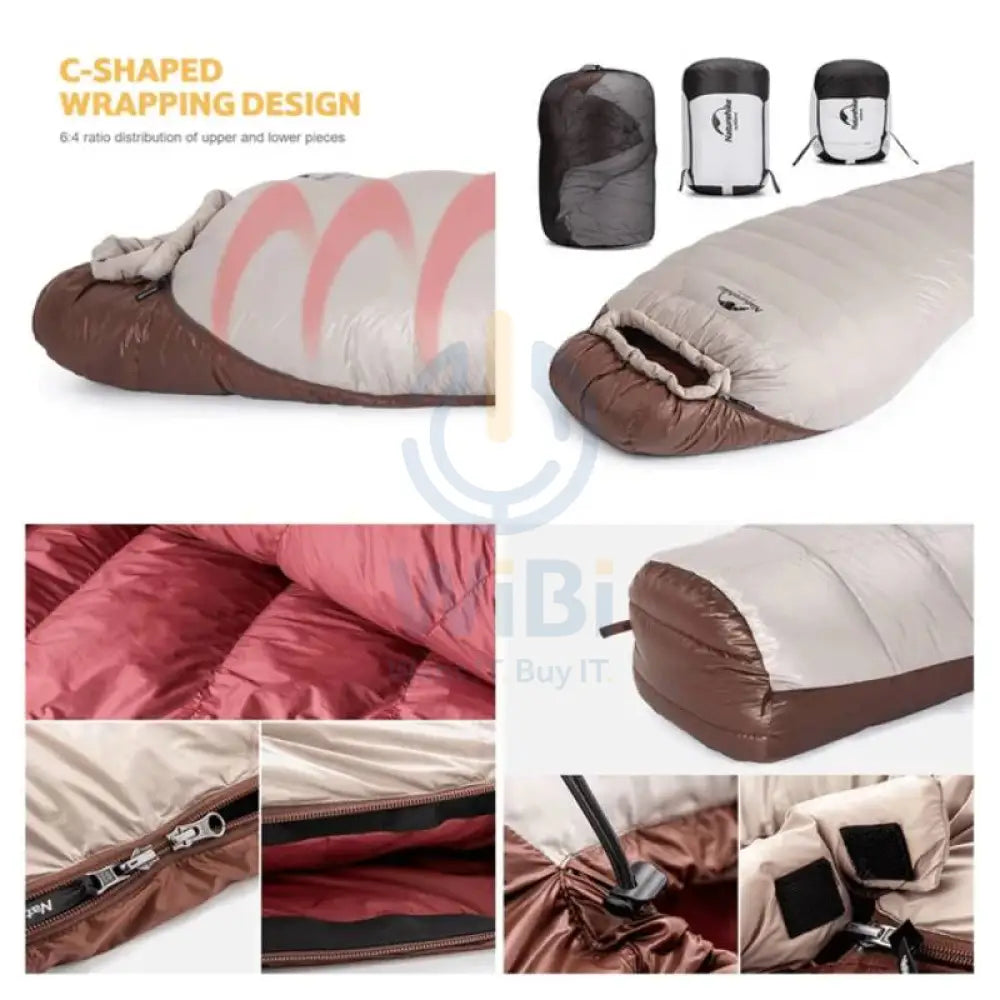 Naturehike (Snowbird) Mummy Duck Down Sleeping Bag - Medium / Smoke Brown Outdoor & Travel > Bags