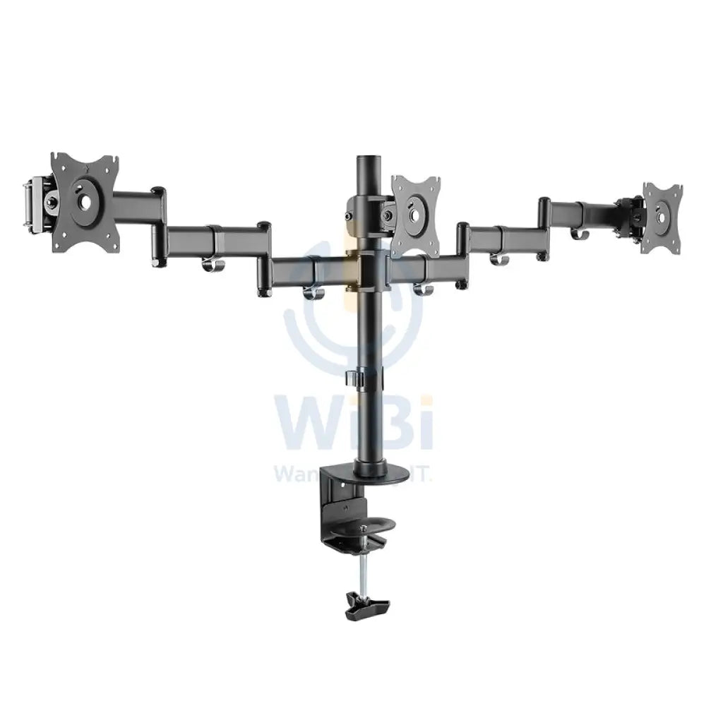 Newstar Triple Monitor Arm Desk Mount Table Stand - Up to 3 Monitors / Up to 13’’ - 27’’ Screen Size / Matte Black