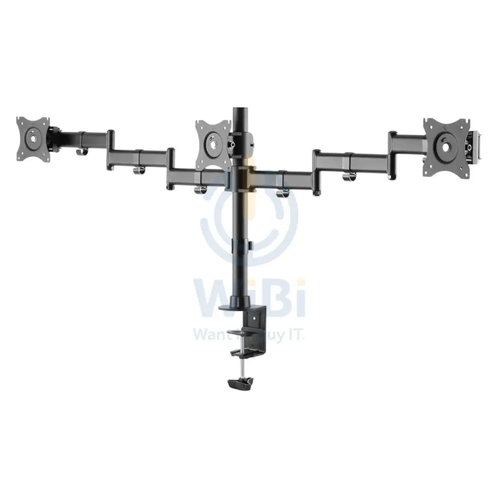 Newstar Triple Monitor Arm Desk Mount Table Stand - Up to 3 Monitors / Up to 13’’ - 27’’ Screen Size / Matte Black