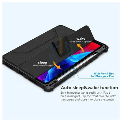 حافظة Nillkin Rugged Leather حافظة ايباد .2 (2019/2022) مع كاميرا قلم حافظة مضاد للصدمات تابلت