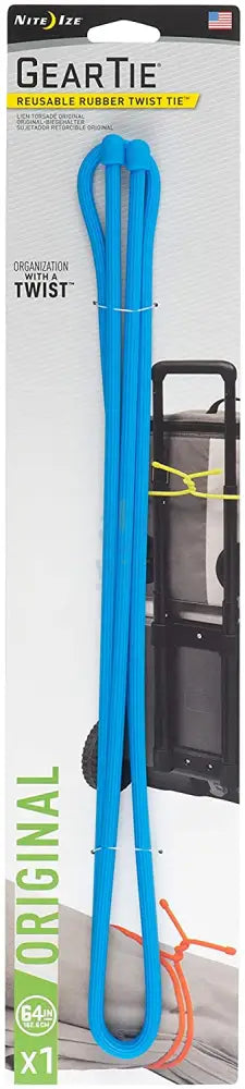 NiteIze Gear Tie® رباط مطاطي قابل لإعادة الاستخدام 64 بوصة -أزرق لامع اكسسوارات إكسسوارات أخرى