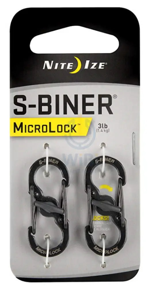NiteIze S-Biner® MicroLock® من الفولاذ المقاوم للصدأ - عبوة من قطعتين - أسود اكسسوارات إكسسوارات أخرى