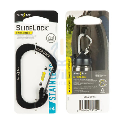 NiteIze SlideLock® Carabiner Stainless Steel #4 - Black Accessories > Other Accessories