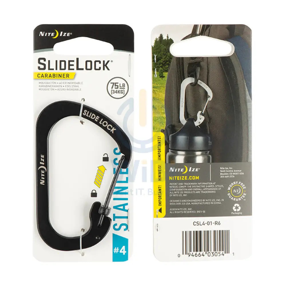 NiteIze SlideLock® كارابينر من الفولاذ المقاوم للصدأ #4 - أسود اكسسوارات إكسسوارات أخرى