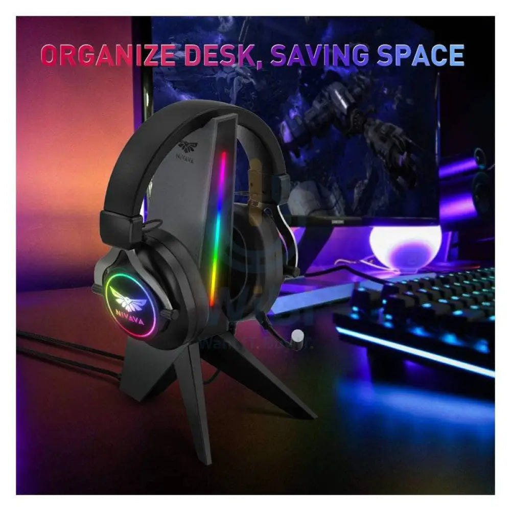 Nivana C8 RGB Headphone Stand - 3.5mm / USB / Grey