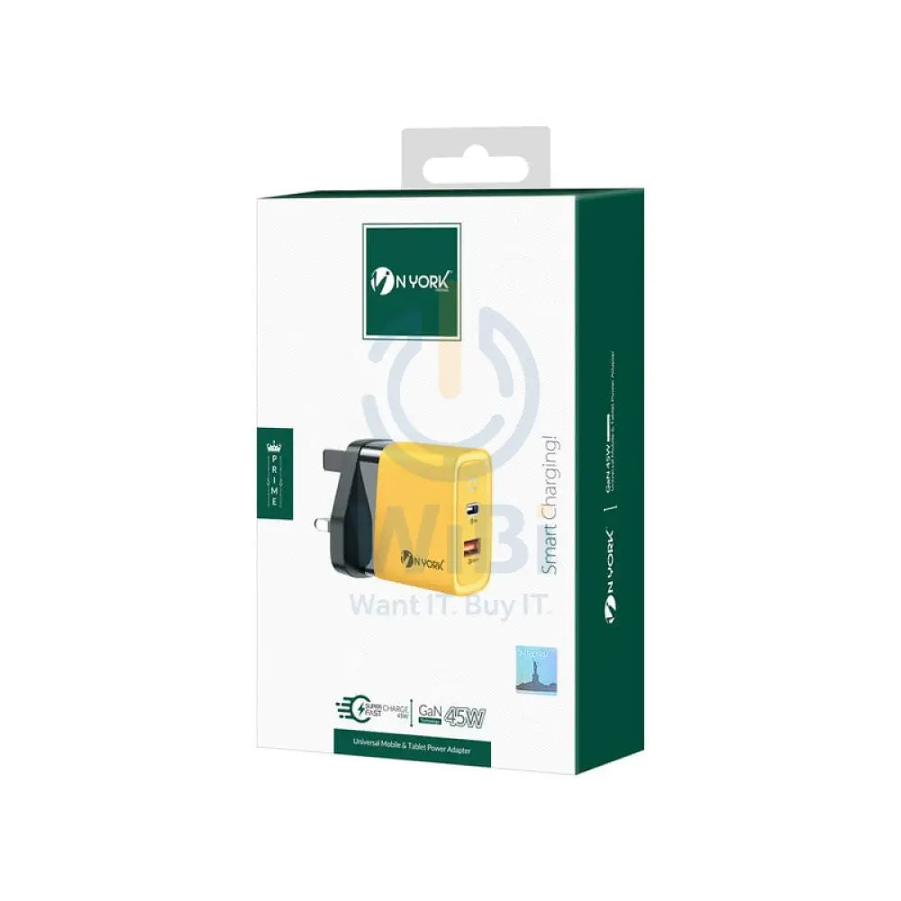 NYORK PD Power Adapter - 45W / Yellow/Black Accessories > Power Adapters