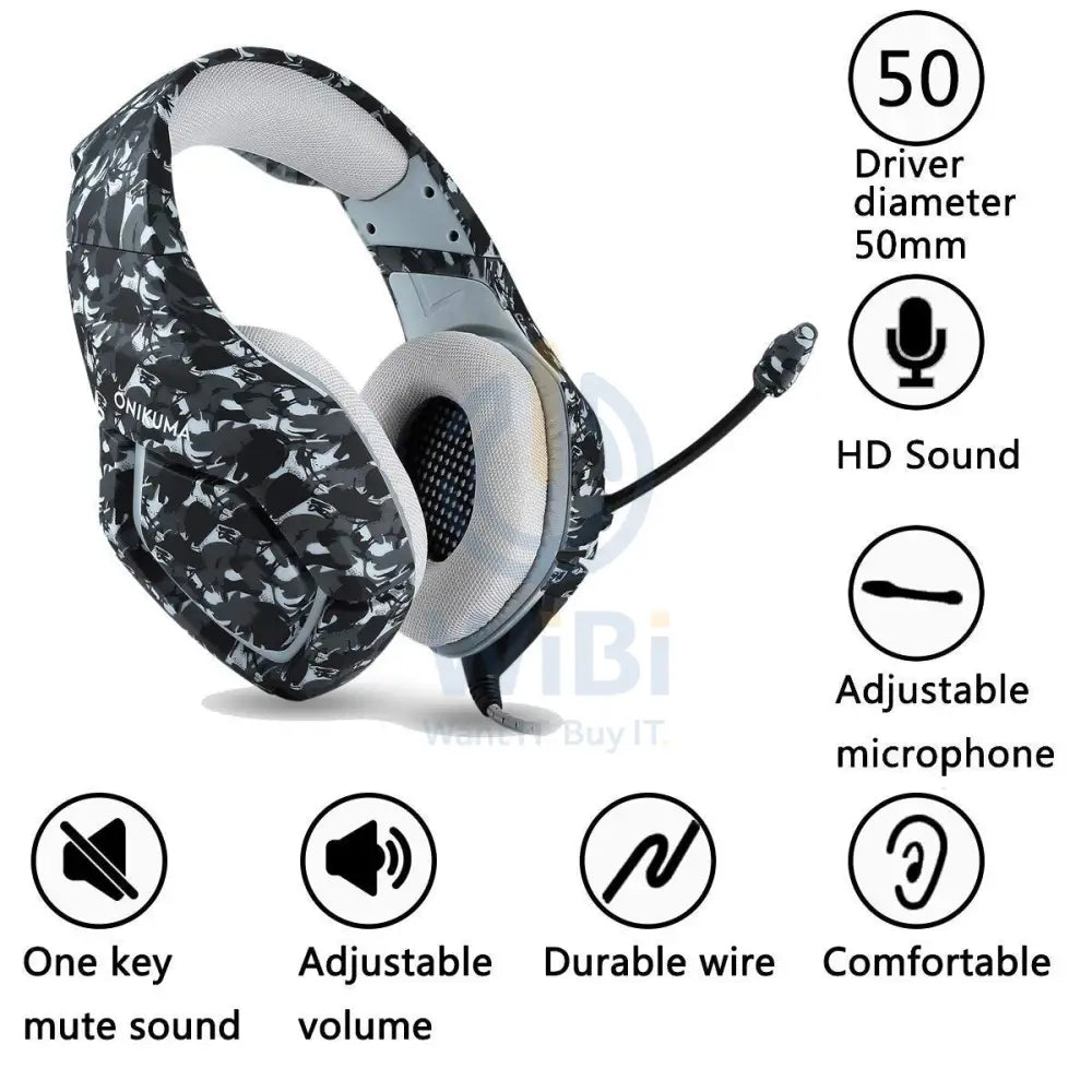 ONIKUMA-GAMING HEADSET-K1b camouflage - grey Accessories > Audio > Headphones > Gaming Zone
