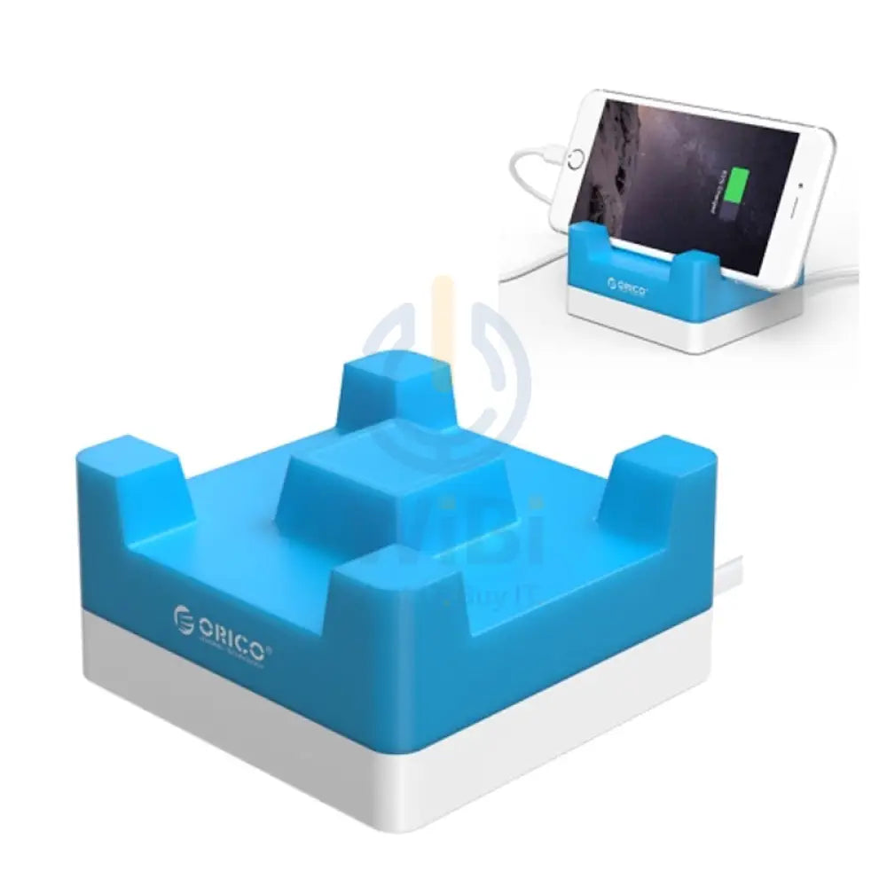 ORICO Smart Desktop Charger With Phone & Tablet Stand - 4 Port USB / 20W / Blue & White Accessories > Docking Station