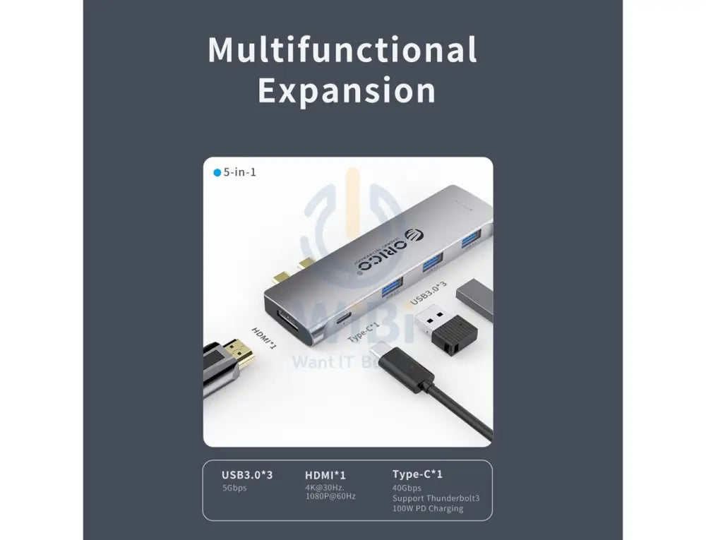 ORICO Type C 5 In 1 Docking Station - Grey Accessories > Other Peripherals