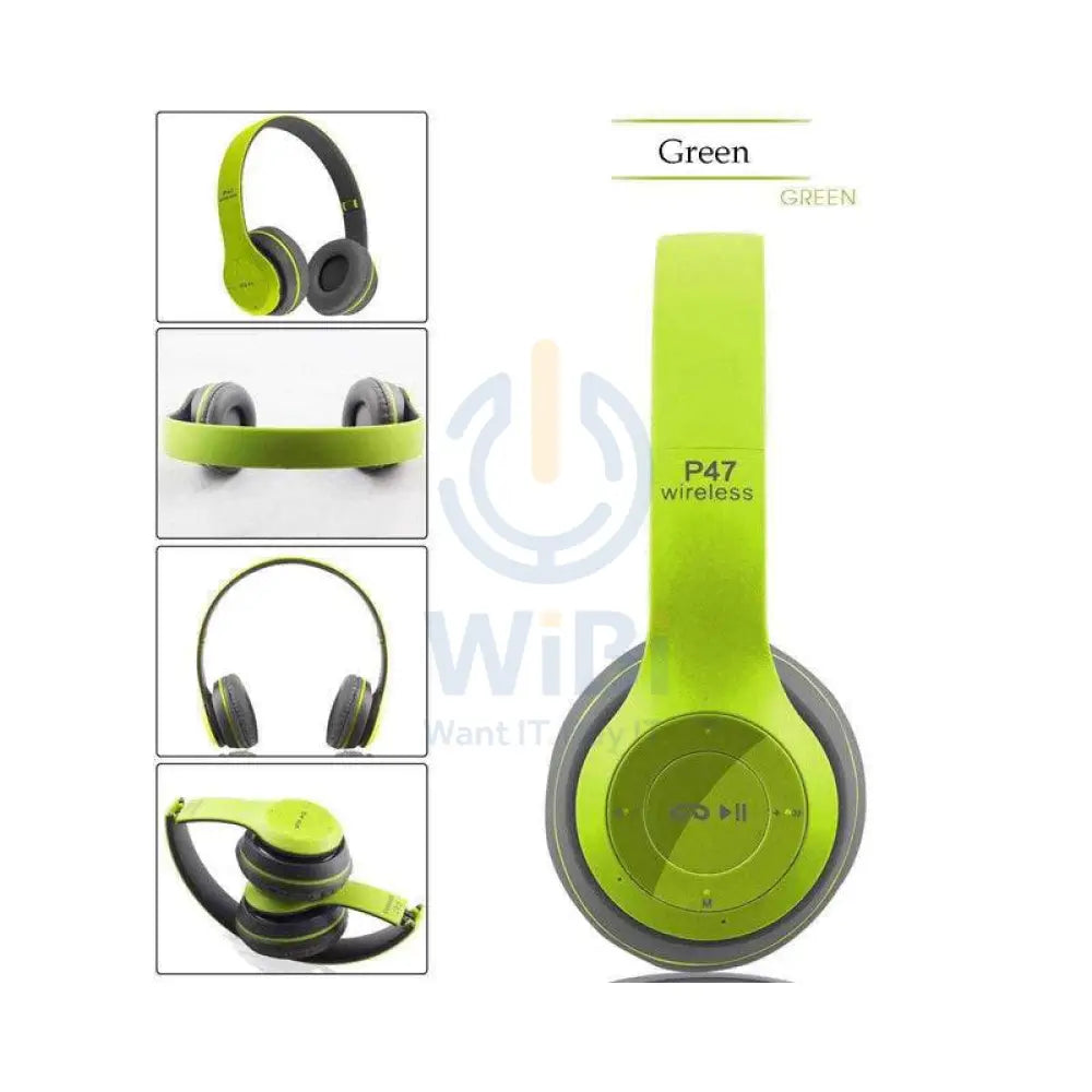 P47 Wireless Headphone - Bluetooth 4.2 / Wireless / Green - Bundle Offer Accessories > Audio > Headphones