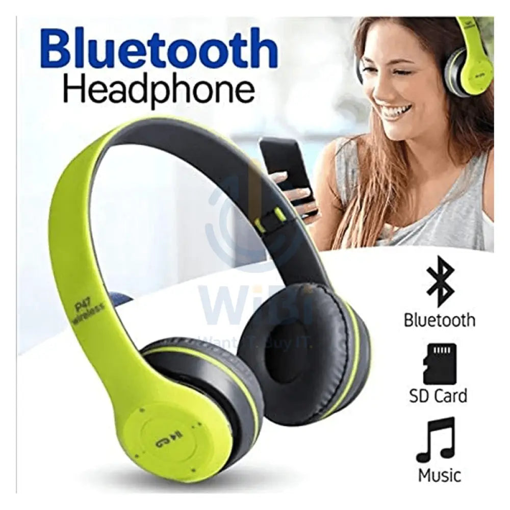 P47 Wireless Headphone - Bluetooth 4.2 / Wireless / Green - Bundle Offer Accessories > Audio > Headphones