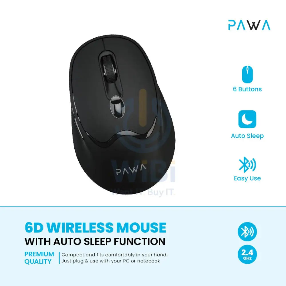 Pawa 6D Wireless Mouse - Wireless / Black Accessories > Keyboard & Mouse