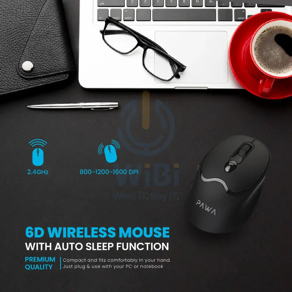 Pawa 6D Wireless Mouse - Wireless / Black Accessories > Keyboard & Mouse