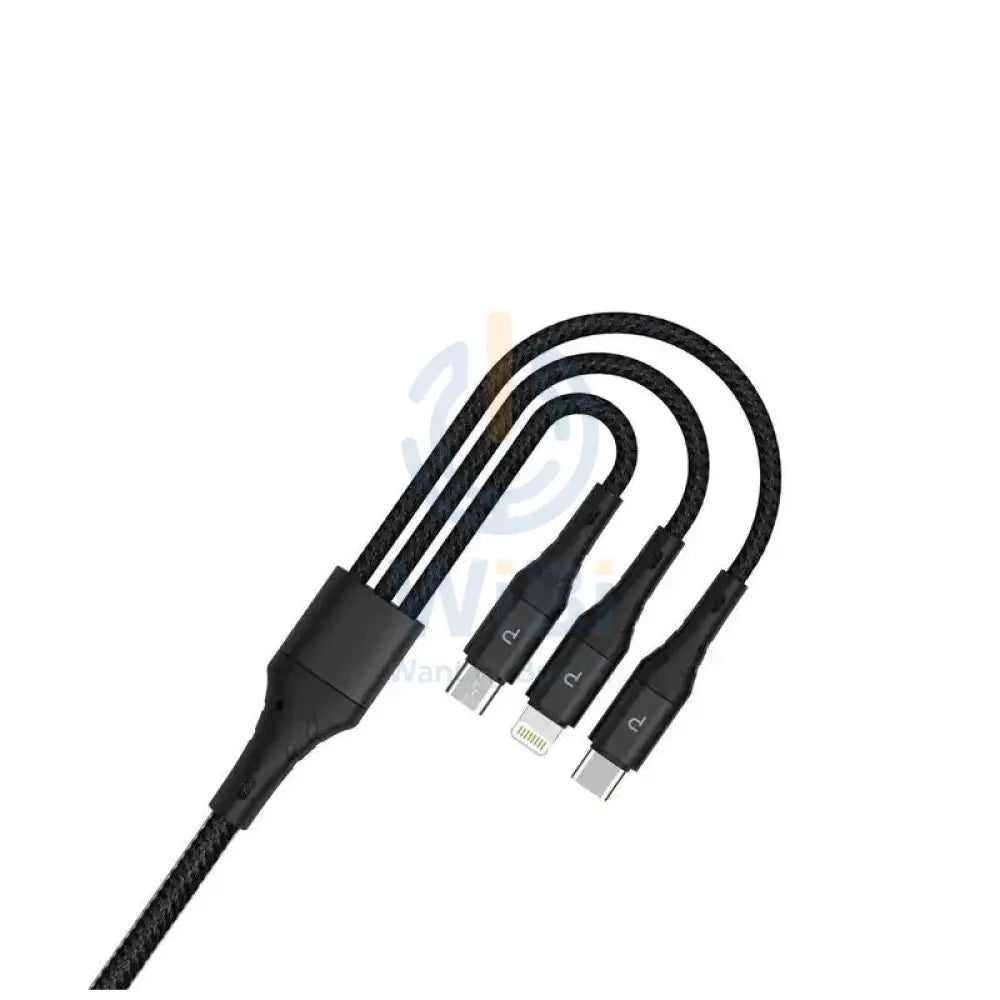 Pawa Braided 3 IN 1 Cable 60W / 1.2M - Black Accessories > Cables & Converters > Cables