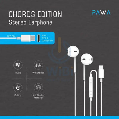 PAWA Chords Series Stereo Earphone Type-C - White Accessories > Audio > Headphones