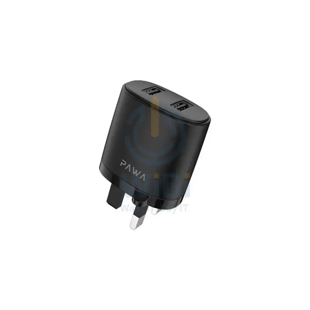 Pawa Solid Travel Charger Dual USB Port 2.4A With Micro Cable - Black Accessories > Cables & Converters