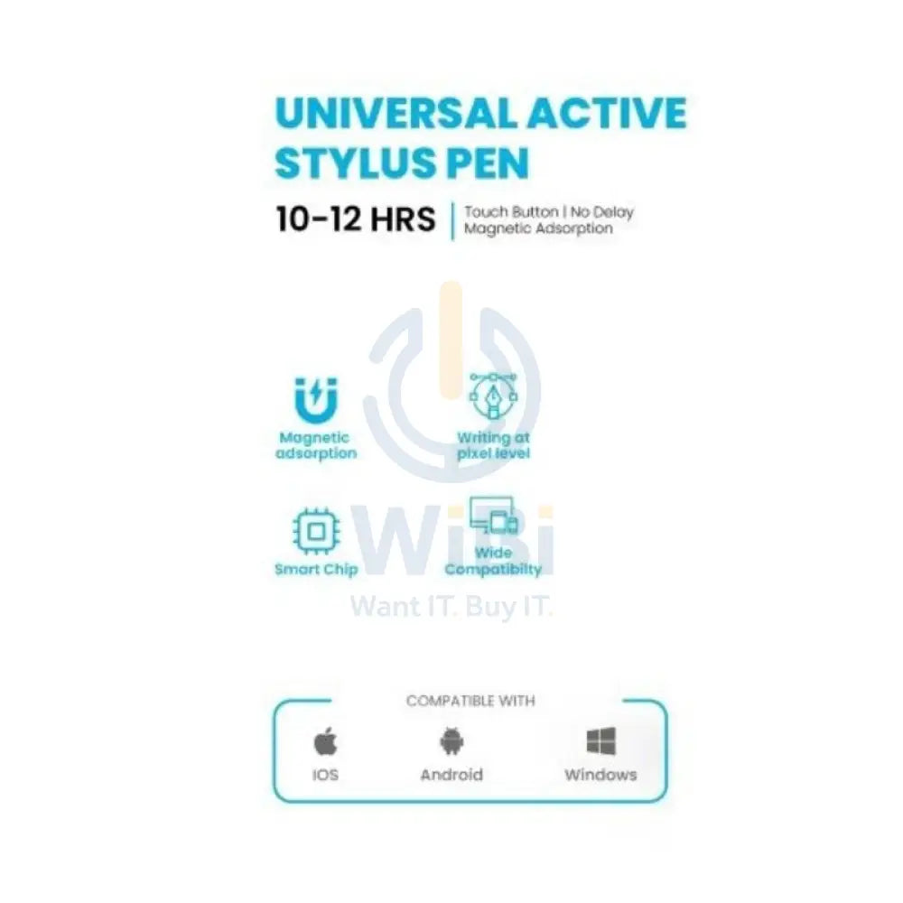 Pawa Universal Active Pen - 130mAh / White Accessories > Mobiles & Tablets > Tablets > Stylus & Pencil