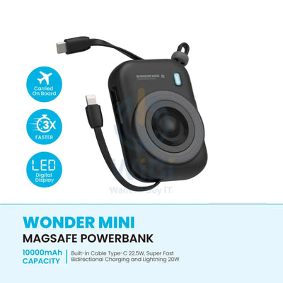 Pawa Wonder Mini Magsafe Power Bank - 22.5W / 10000mAh / Black Accessories > Power Bank