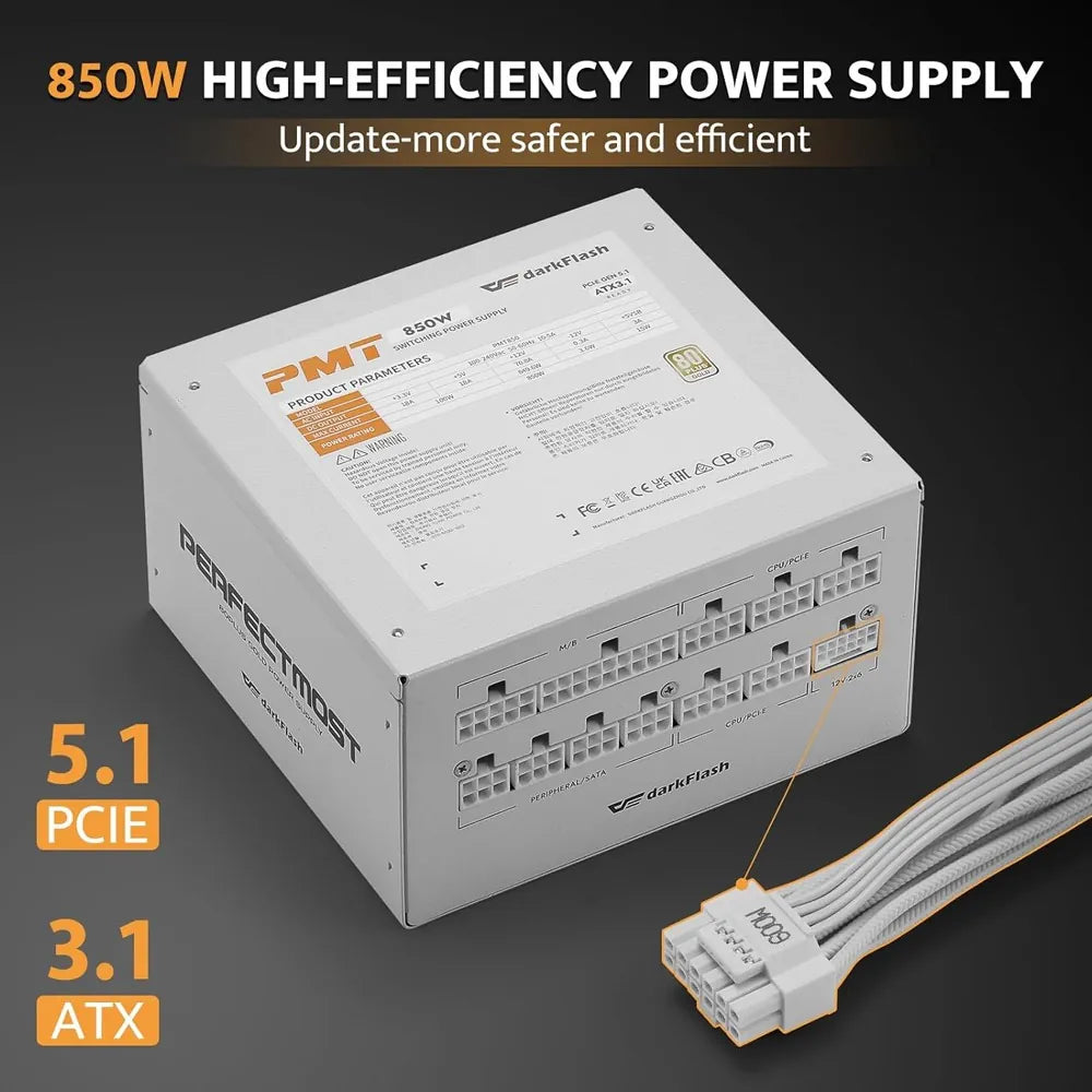 Darkflash PMT850 Gold Modular Power Supply - 850W / White