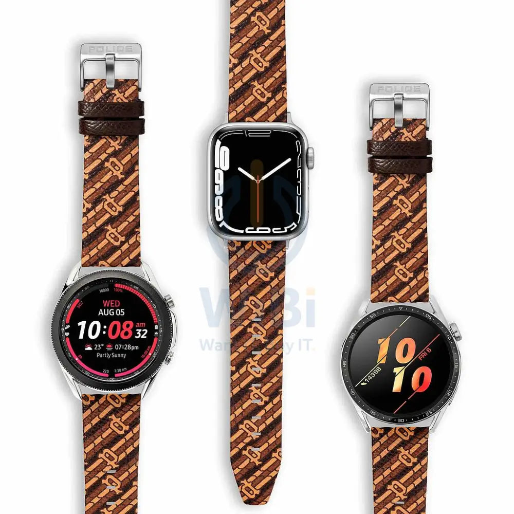 Police Mono Apple Watch 38/40/41mm Smart Watch 20mm Leather Strap - Brown Accessories > Smart Watches