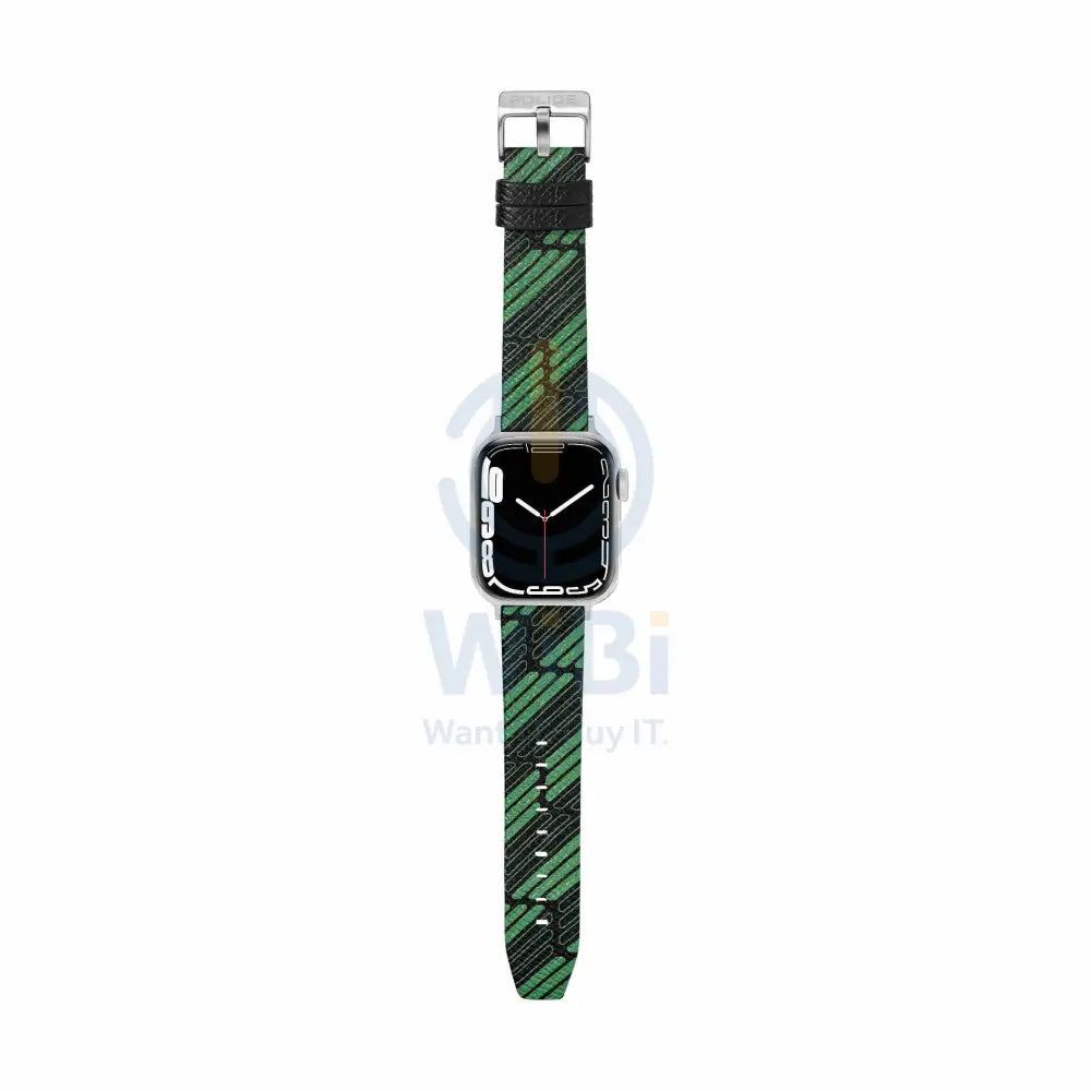 Police Mono Apple Watch 38/40/41mm Smart Watch 20mm Leather Strap - Green Accessories > Smart Watches