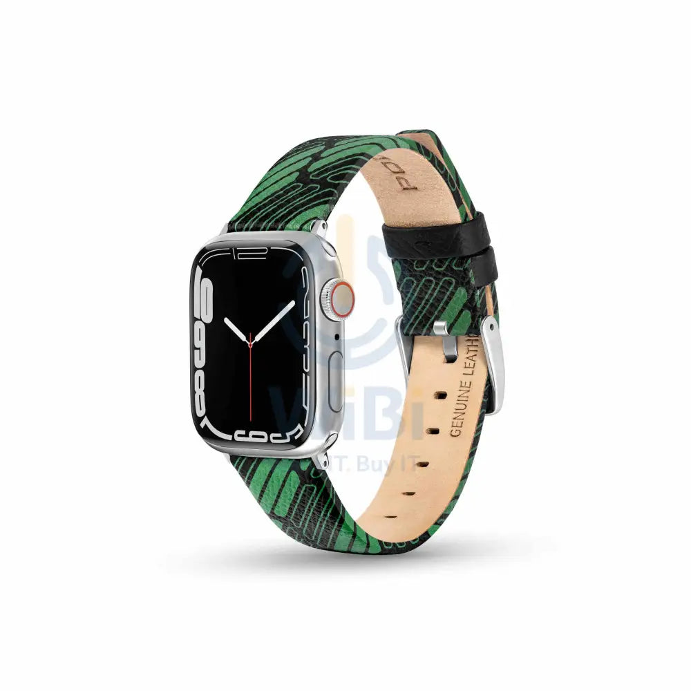 Police Mono Apple Watch 38/40/41mm Smart Watch 20mm Leather Strap - Green Accessories > Smart Watches