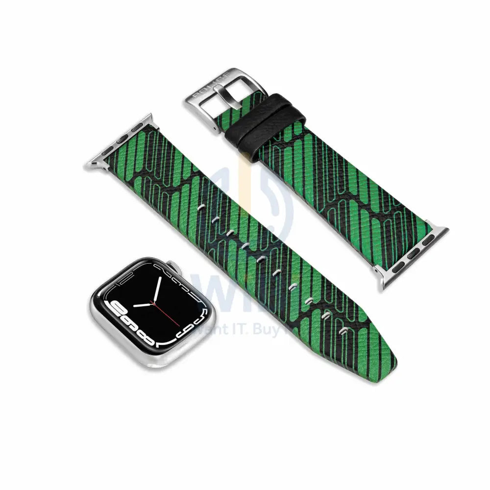 Police Mono Apple Watch 38/40/41mm Smart Watch 20mm Leather Strap - Green Accessories > Smart Watches