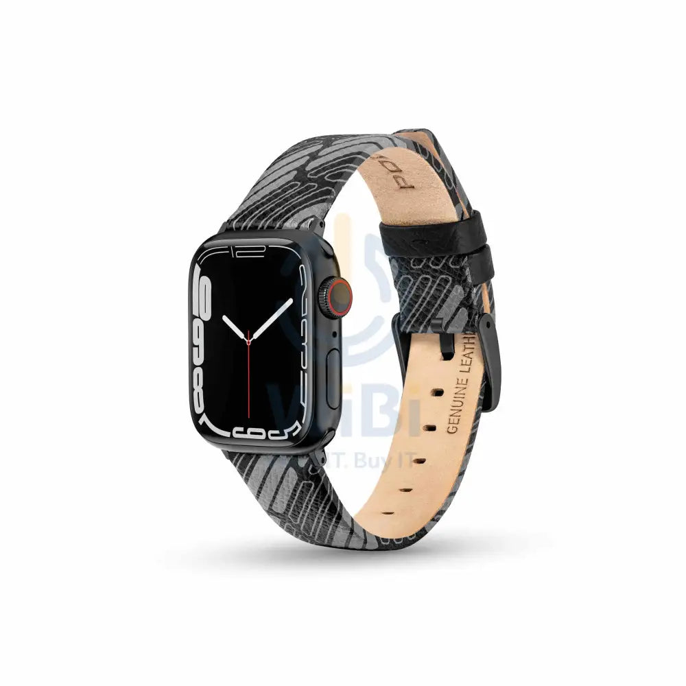 Police Mono Apple Watch Ultra/45/44/42mm Smart Watch 22mm Leather Strap - Black Accessories > Smart Watches