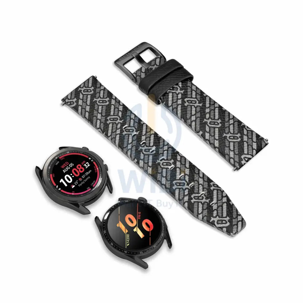 Police Mono Apple Watch Ultra/45/44/42mm Smart Watch 22mm Leather Strap - Black Accessories > Smart Watches