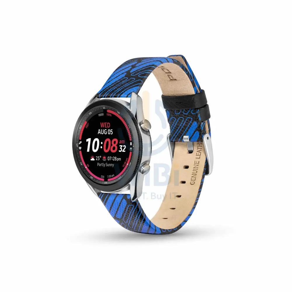 Police Mono Apple Watch Ultra/45/44/42mm Smart Watch 22mm Leather Strap - Blue Accessories > Smart Watches