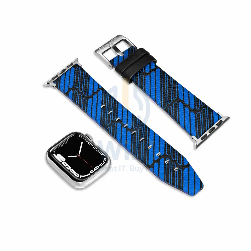 Police Mono Apple Watch Ultra/45/44/42mm Smart Watch 22mm Leather Strap - Blue Accessories > Smart Watches