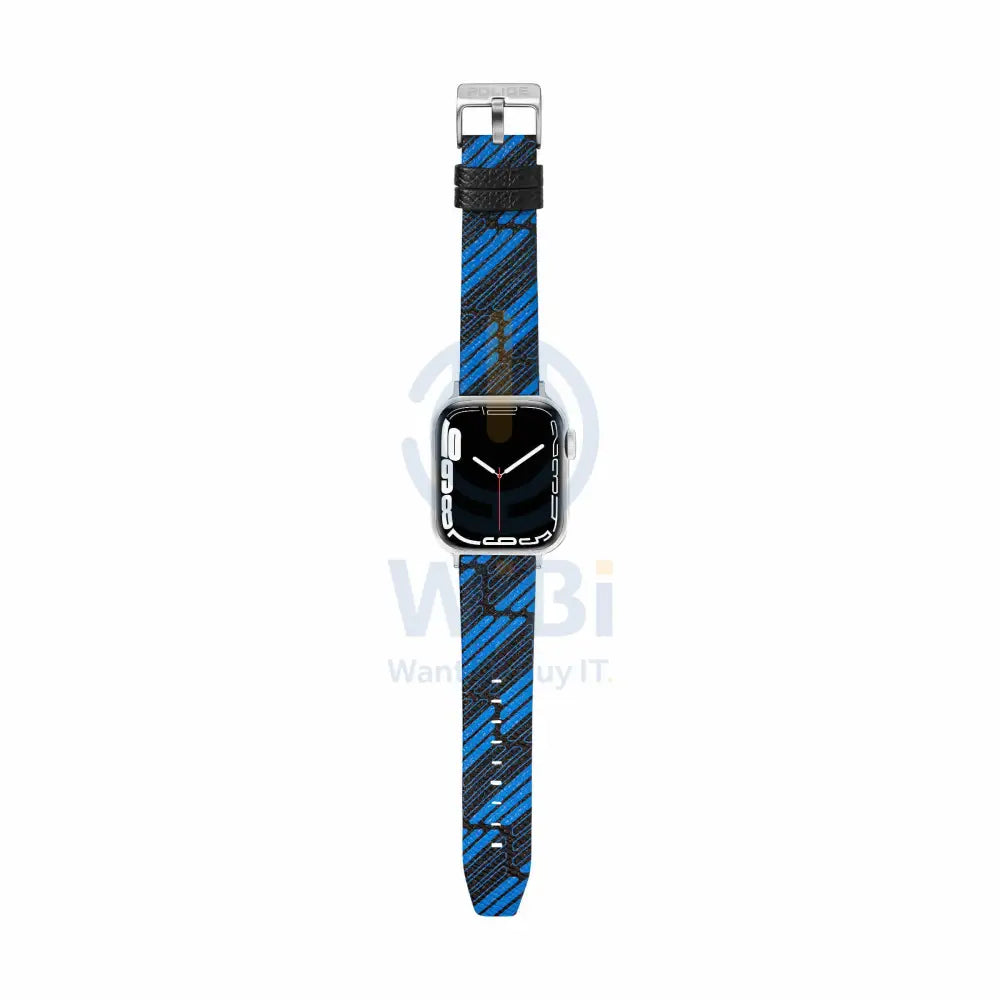 Police Mono Apple Watch Ultra/45/44/42mm Smart Watch 22mm Leather Strap - Blue Accessories > Smart Watches